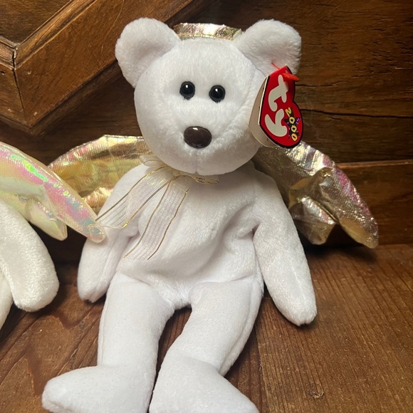 Ty Beanie Babies Angel Bear Set - White and Gold - Picture 3 of 4